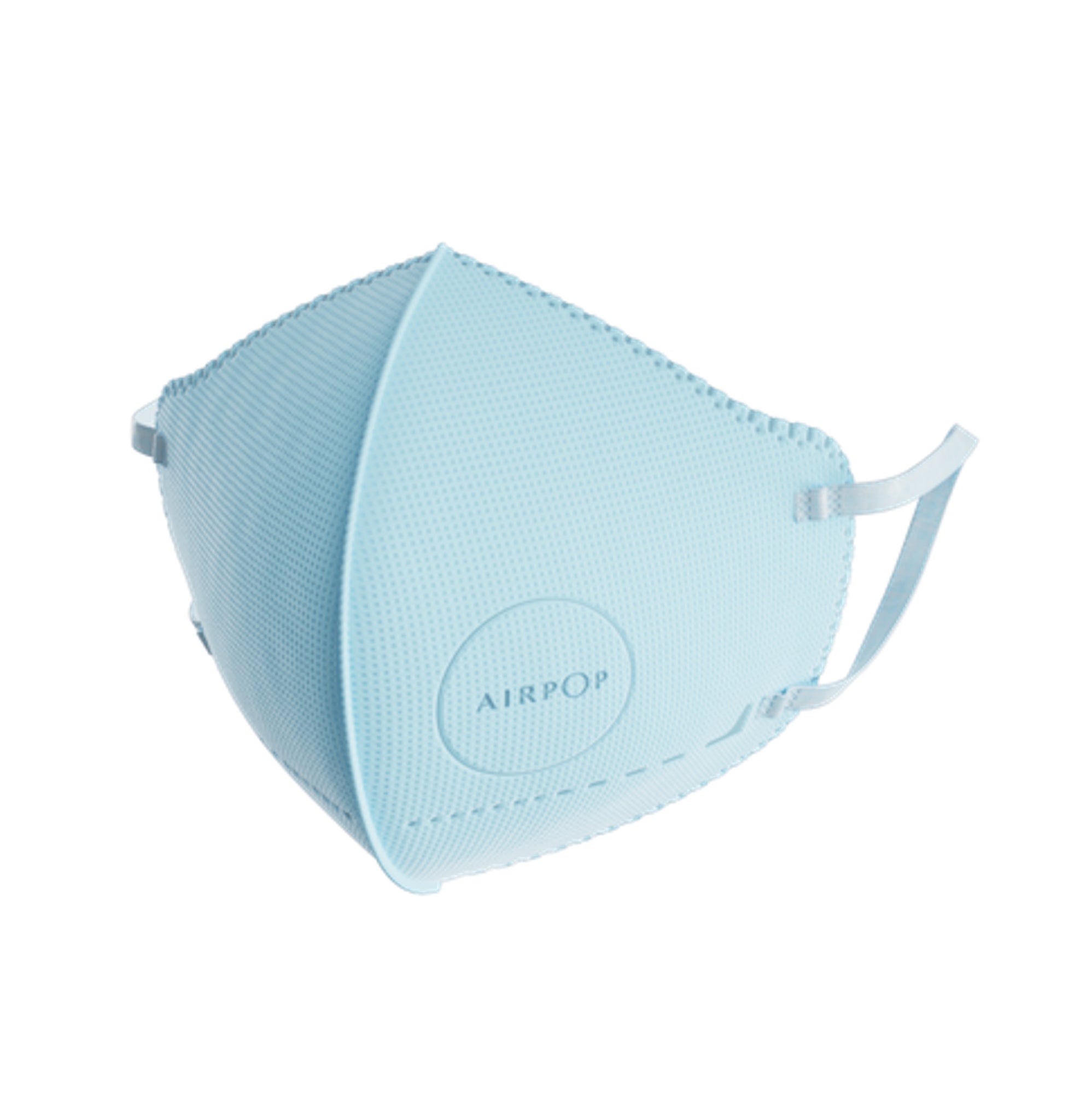 An AirPop Kids Mask, a breathable and comfortable blue face mask on a white background.