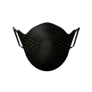 An AirPop Active Mask with green dots on it.
