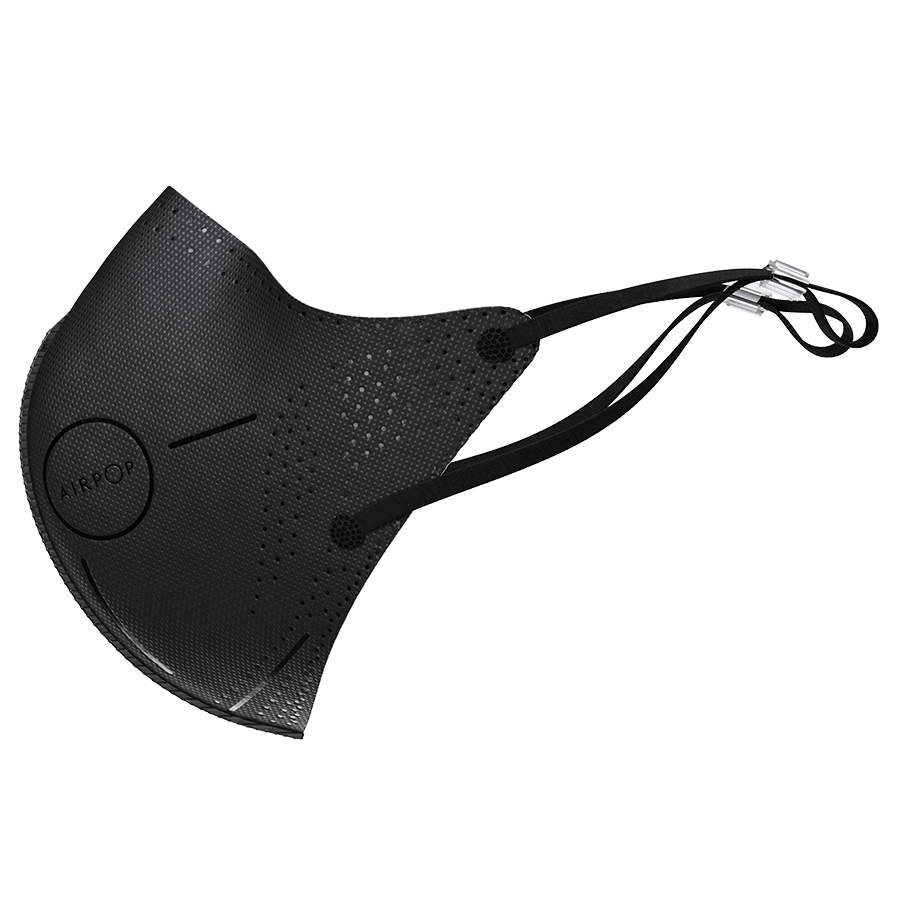 An AirPop Light SE mask on a black background.