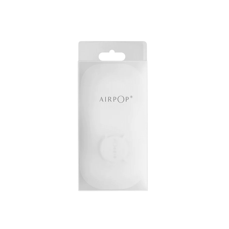 A white Pocket Storage Case with the word AirPop on it.